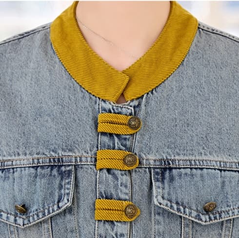 デニムセットアップ レトロ調クロップドデニムスカートセット