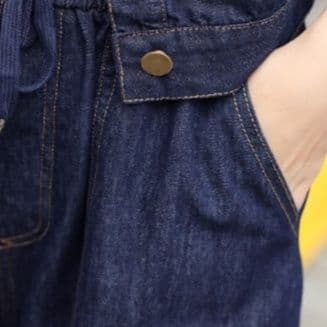 デニムショートジャケット×ワイドパンツ 大人クール 華奢見えワーク風セットアップ