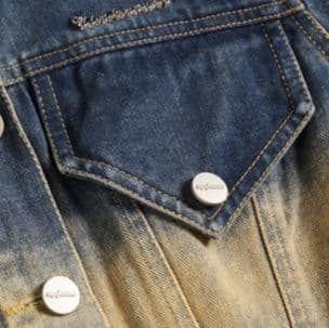 デニムセットアップ グラデーションクロップド丈ジャケット×プリーツミニスカート 韓国系甘辛MIX上下セット