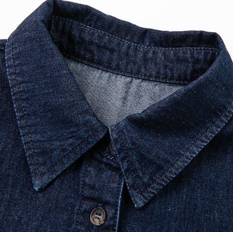 ダークデニムセットアップ シンプル半袖シャツ×ショートパンツ 爽やかきれいめ2点セット