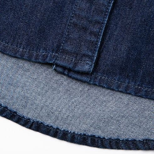 ダークデニムセットアップ シンプル半袖シャツ×ショートパンツ 爽やかきれいめ2点セット