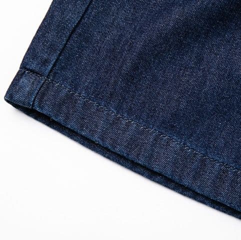 ダークデニムセットアップ シンプル半袖シャツ×ショートパンツ 爽やかきれいめ2点セット