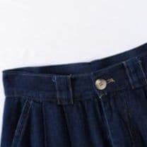 デニムセットアップ フリル装飾長袖トップス&フレアロングスカート 上品華やか 大人フェミニン2点セット