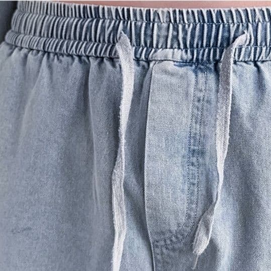 デニムセットアップ ゆったり半袖シャツ＋ハーフパンツ メンズ向け 夏のシンプルカジュアル2点セット