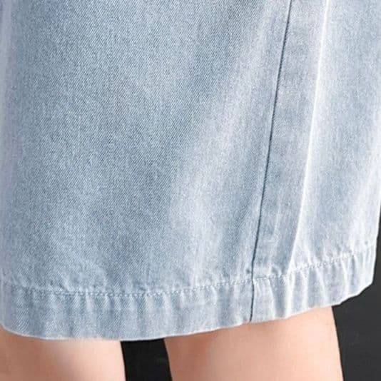 デニムセットアップ ゆったり半袖シャツ＋ハーフパンツ メンズ向け 夏のシンプルカジュアル2点セット