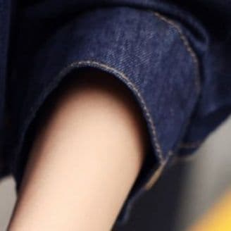 デニムショートジャケット×ワイドパンツ 大人クール 華奢見えワーク風セットアップ
