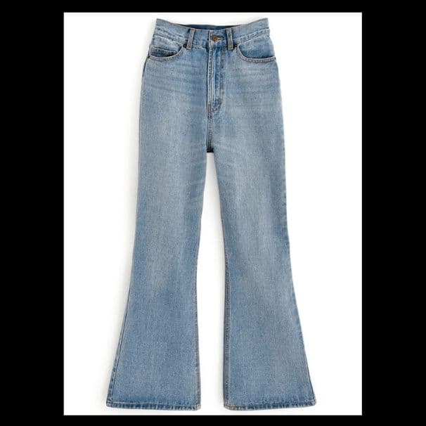 デニムセットアップ ミニ丈ビスチェトップス×ハイウエスト微フレアパンツ 華奢見え上下セット