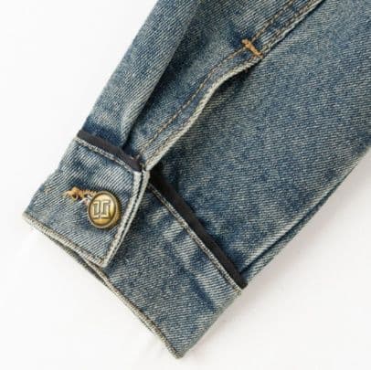 ヴィンテージ風ショートデニムジャケット＆スリット入りミディスカート 着回し抜群 上品細見えセットアップ