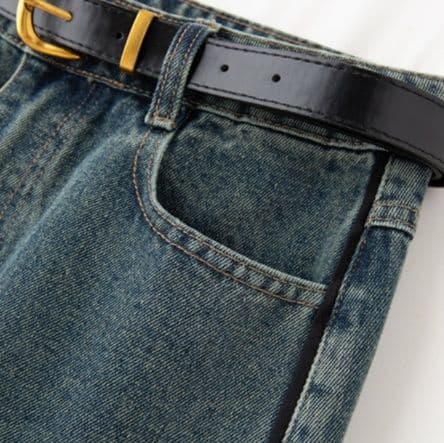 ヴィンテージ風ショートデニムジャケット＆スリット入りミディスカート 着回し抜群 上品細見えセットアップ