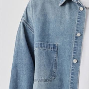 ウォッシュ加工ワイドシルエットデニムシャツ×ワイドパンツ メンズ向け クールカジュアルセットアップ