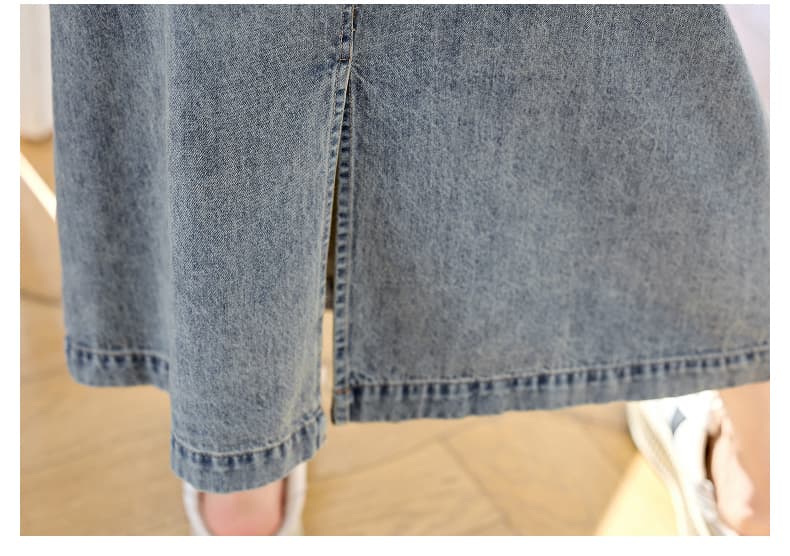 デニムセットアップ レトロ調クロップドデニムスカートセット