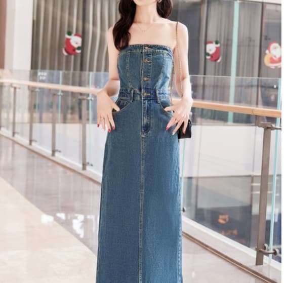 デニムセットアップ ショート丈ジャケット&タイトワンピース 大人可愛い 細見えフェミカジ2点セット