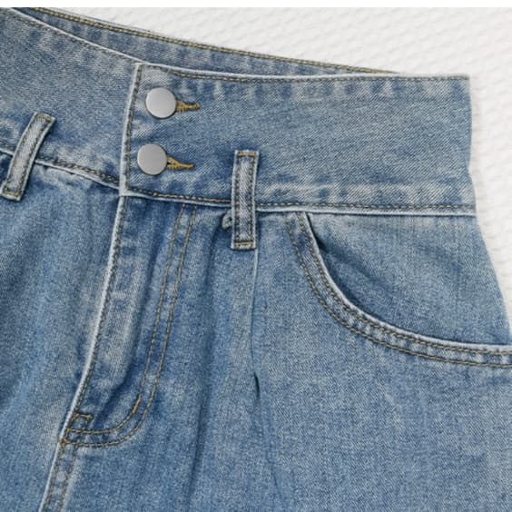 アシンメトリーデニムビスチェ・ハイウエストワイドパンツ 脚長見え韓国系Y2Kセットアップ