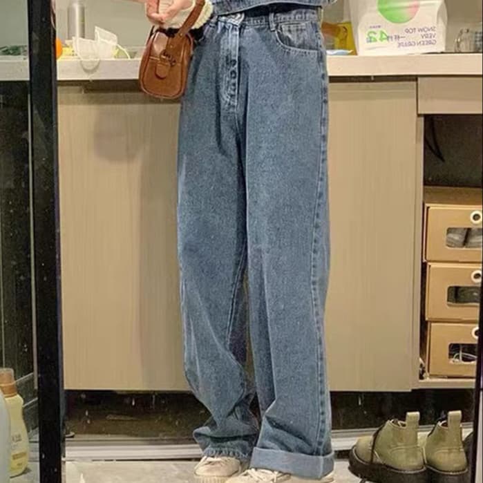 デニムセットアップ サロペ風ビスチェ・ハイウエストストレートパンツ ゆるかわこなれ感2点セット