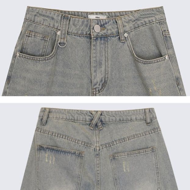 ゆったり半袖デニムシャツ+ワイドパンツ 夏向けクールなメンズデニムセットアップ(上下別売り)