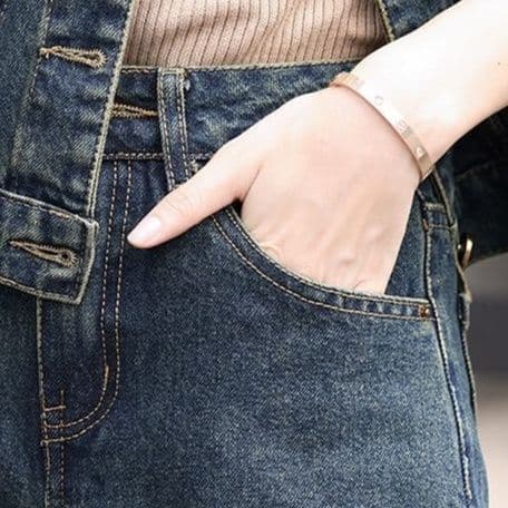 デニムセットアップ クラシカルジャケット&ハイウエストストレートパンツ 着回し抜群 レトロカジュアル2点セット