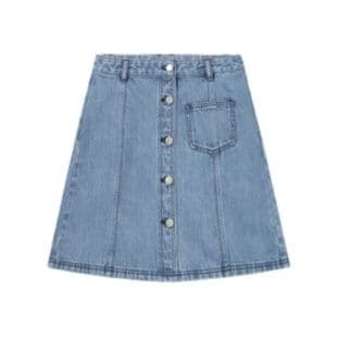 デニムセットアップ コントラスト襟デニムジャケット&スカートセット