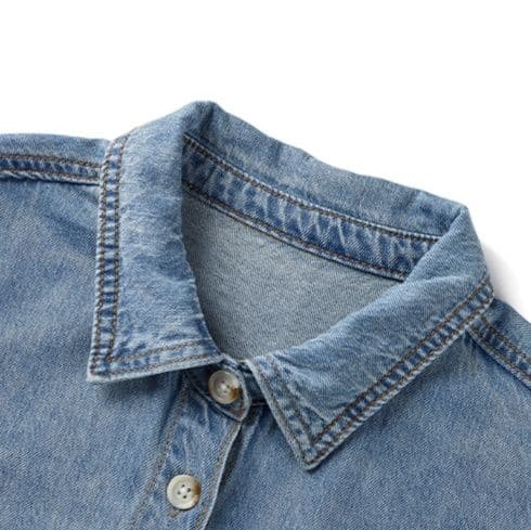ウォッシュ加工半袖デニムシャツ×ショートパンツ ゆる可愛い 爽やか夏映えセットアップ(上下別売り)