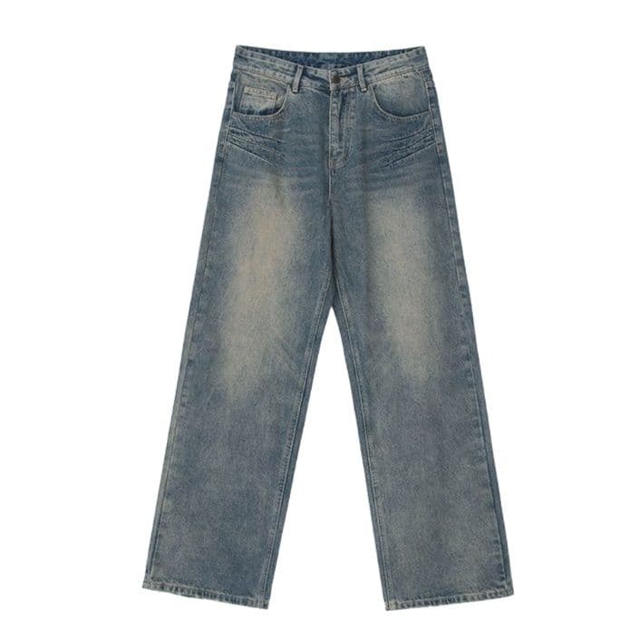 ウォッシュ加工オーバーサイズジャケット×ワイドストレートパンツ メンズ向け ユーズド風個性派セットアップ(上下別売り)