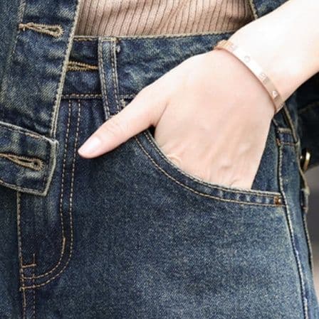デニムセットアップ シンプルデニムジャケット&ハイウエストワイドレッグパンツ 上品万能 香港風細見えセット