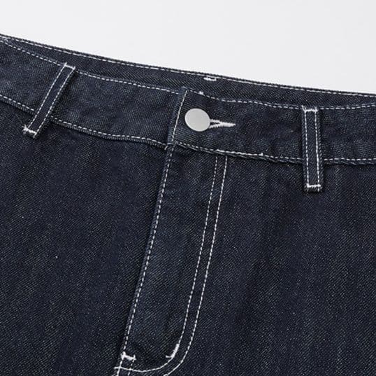 デニムセットアップ ショートジャケット×タイトミニスカート×白シャツ 上品ステッチ クールきれいめスリーピース