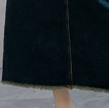 デニムセットアップ 切りっぱなしデザイン短丈ジャケット×ロングスカート 大人カジュアルセット