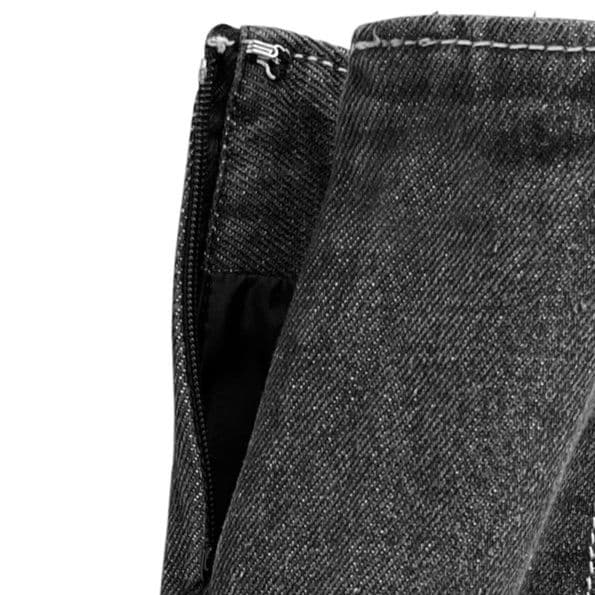 ブラックデニムセットアップ ショート丈ジャケット×Aラインミニスカート 着回し力抜群 今っぽこなれセット