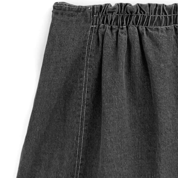 ブラックデニムセットアップ ショート丈ジャケット×Aラインミニスカート 着回し力抜群 今っぽこなれセット