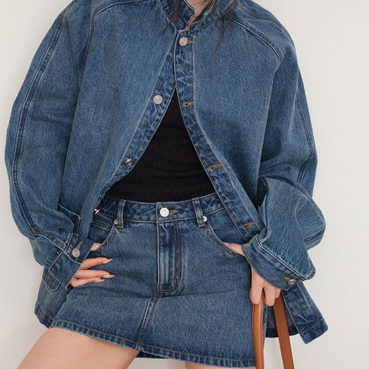 オーバーサイズジャケット&ミニスカート ゆったりクラシカルデニムセットアップ(上下別売り)