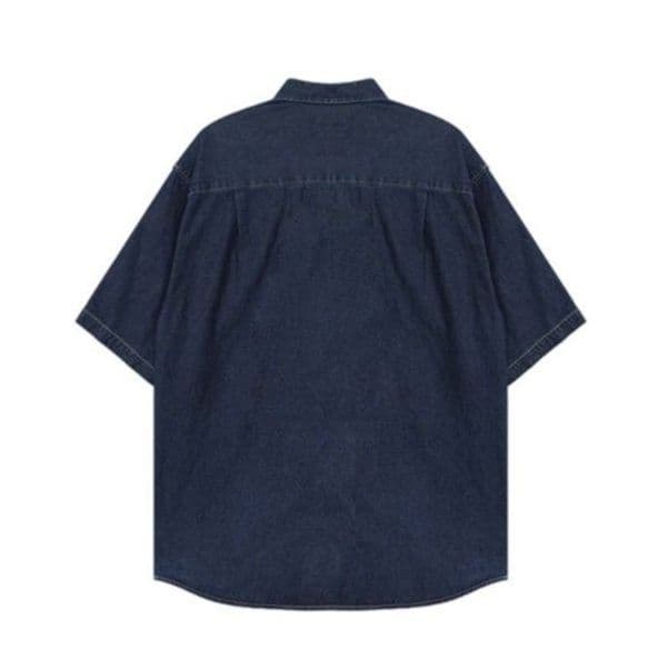 ワイドシルエット半袖シャツ&ハーフパンツ シンプル万能 メンズ夏向けデニムセットアップ(上下別売り)