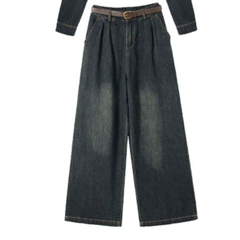 シンプルコンパクトジャケット&ワイドパンツ クール可愛い 上品細見えデニムセットアップ