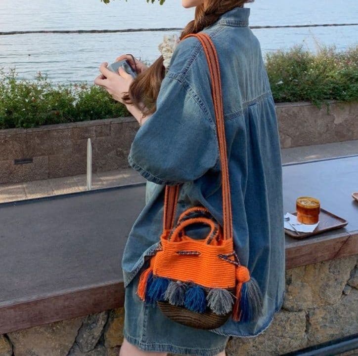 デニムセットアップ 香港風半袖シャツ&ショートパンツ ほの甘クールなゆったり2点セット